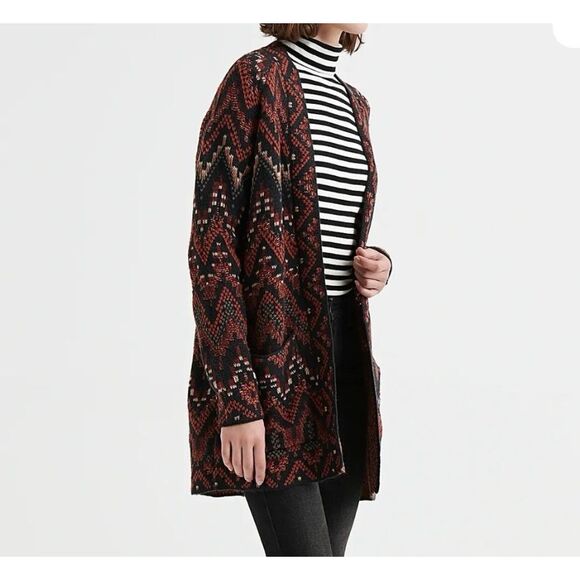 Lucky Brand wool blend chevron southwestern cardigan sweater large - Picture 2 of 12